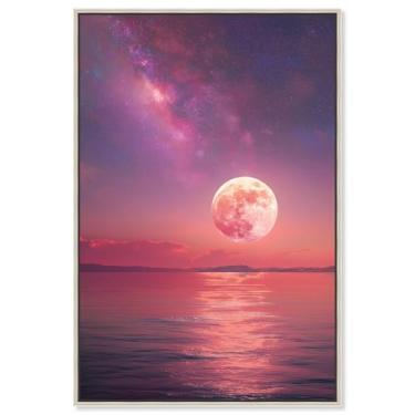 Imagem de Arte de parede de astronauta com impressão em tela Mar cintilante I por Art Remedy, moldura prateada, 50 x 76 cm