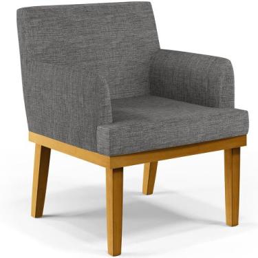 Imagem de Poltrona Decorativa Para Sala de Estar Beatriz Linho Cinza Escuro - Ly