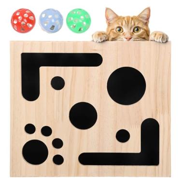 Imagem de Caixa de enriquecimento de quebra-cabeça para gatos, lixa de unha, sem estresse, alternativa para cortadores e trituradores, lixa de madeira para gatos, arranhador, arquivos de felinos, garras, caixa