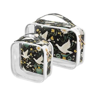 Imagem de xigua White Doves Bolsa de maquiagem para mulheres, bolsa de cosméticos transparente de viagem, bolsa de higiene portátil à prova d'água para viagens, férias, organização de banheiro