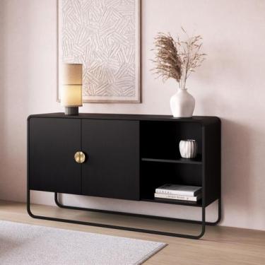 Imagem de Balcão Buffet Orgânico 135cm 2 Portas Pé Metal Luna Móvel na Caixa - M