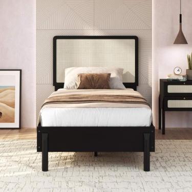 Imagem de Cama de Solteiro 102cm com Cabeceira em Palhinha Oslo Móvel na Caixa -