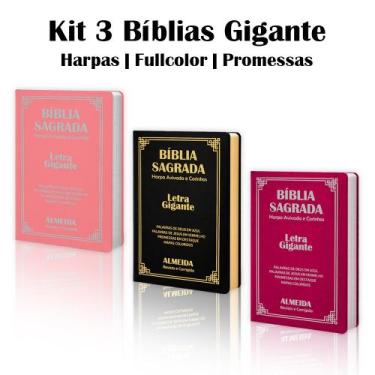 Imagem de Kit 3 Biblias Sagrada Letra Gigante - Palavras de Jesus em Vermelho - 
