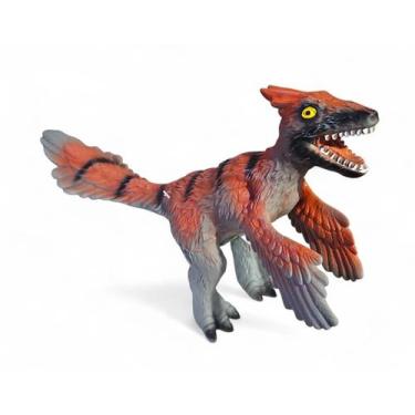 Imagem de Boneco Vinil Dinossauro Grande Som E Luz Pyroraptor Laranja - Jr Toys