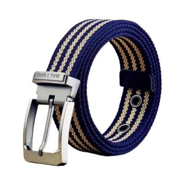 Imagem de Cinto Masculino Casual De Lona Com Tira Listrada Para Jeans E Calças M