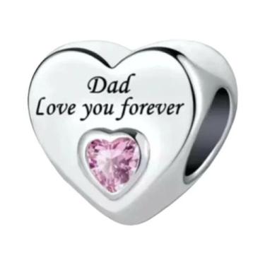 Imagem de Pulseira Feminina De Prata Esterlina 925 Com Berloques De Coração 'Amo