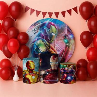 Imagem de Capas Painel Redondo Cilindros Decoração Herói de Ferro - Genérica