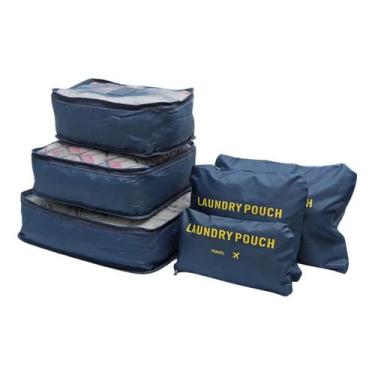 Imagem de Kit Bolsas De Armazenamento Organizador Para Viagem 6 Pçs - Travel, Az