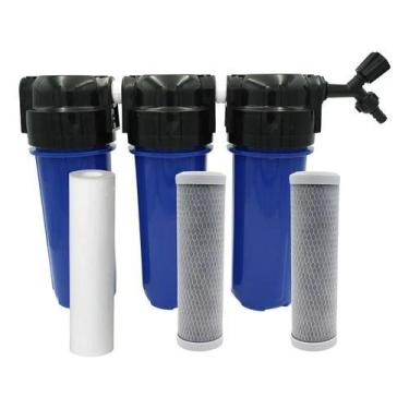 Imagem de Filtro Para Purificação De Água Triplo Remove Cloro Azul - Royal B&B
