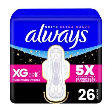 Imagem de ABSORVENTE ALWAYS NOTURNO XG 31cm SUAVE COM 26 COM ABAS