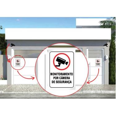 Imagem de Segurança 24h Placa 20x30cm Monitorada Camera Filmagem Ambiente Reside
