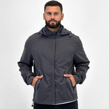 Imagem de Jaqueta Broken Rules Corta Vento com Capuz Masculina, GG, Cinza