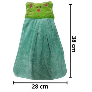 Imagem de Toalha de Mão Naninha para Bebê com Carinha de Gatinho - KOPECK, Verde