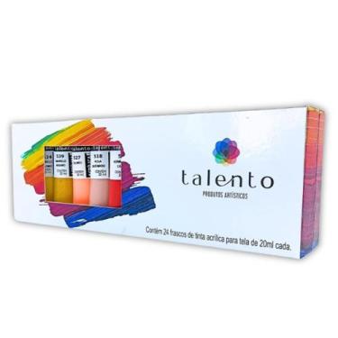 Imagem de Kit Tinta Acrilica para Tela Talento c/ 24 cores Tubos 20ml