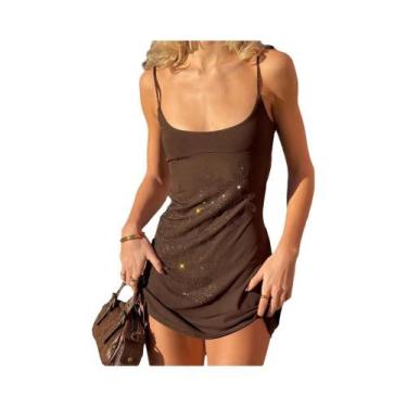 Imagem de Vestido Mini Feminino Decote Baixo Costas Nuas Com Strass Falso Nibber
