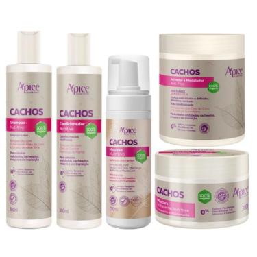 Imagem de Kit Apice Cachos Completo 5 Produtos Com Mousse E Ativador Tratamento 