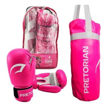 Imagem de Kit Saco De Pancada + Luva Boxe Muay Thai 6OZ Infantil - Pretorian, 6 
