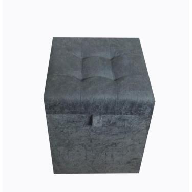 Imagem de Puff Baú Quadrado Em Suede 35 Cm - Cinza Chumbo