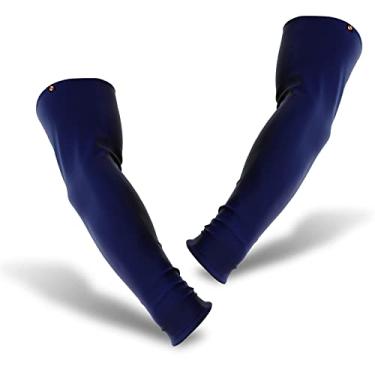 Imagem de Manguito Ciclismo Térmico Pulso ADSTORE Azul Marinho Com Proteção Solar UV 50+ Masculino e Feminino (G)
