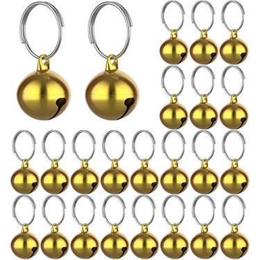 Imagem de Outus 24 conjuntos de sinos de gato para coleira de gato e cachorro pingente alto acessórios de pingente de gato e cachorro sino para animais de estimação (ouro)