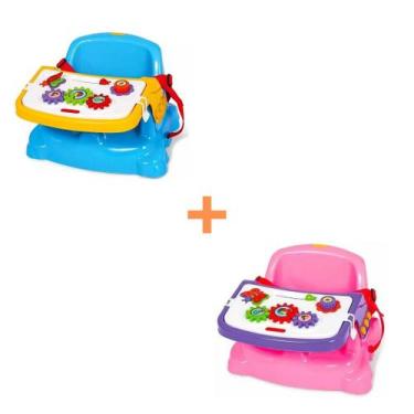 Imagem de Kit 2 Cadeiras De Papinha Alimentação Rosa E Azul Com Bandeja Didatica