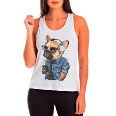 Imagem de Regata Buldog Francês Cachorro Pet Dog Branca Feminina01 - Design Cami