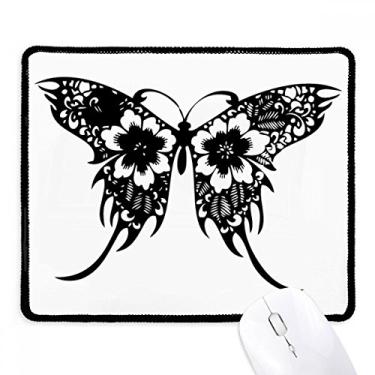 Imagem de Mousepad de borboleta estilo chinês com asas florais, borda costurada, tapete de borracha para jogos
