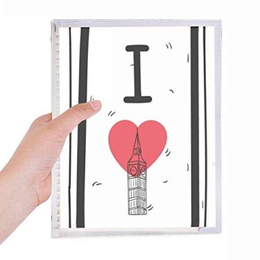 Imagem de Caderno com estampa de palavras "I Love London com folhas soltas e diário recarregável"