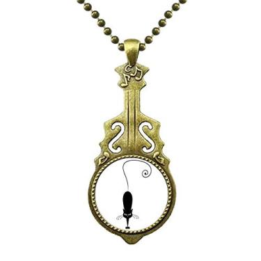 Imagem de DIYthinker Colar de silhueta de animal de estimação de gato preto com pingente de música de guitarra antiga