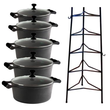 Imagem de Jogo Caçarola Silicone Preto T/V 16 ao 24cm e Paneleiro