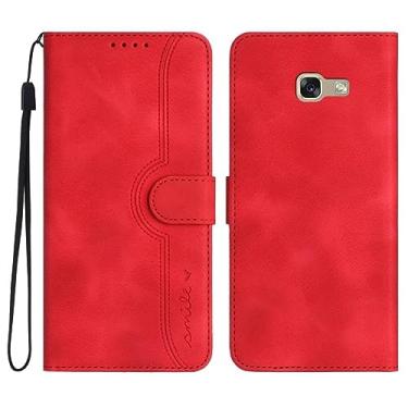 Imagem de Capa carteira de couro para Samsung Galaxy A3 2017 A320 A5 A520 A520 Slots de bolso para cartão magnético Smile Flip Cover (vermelho, para Samsung A3 2017)