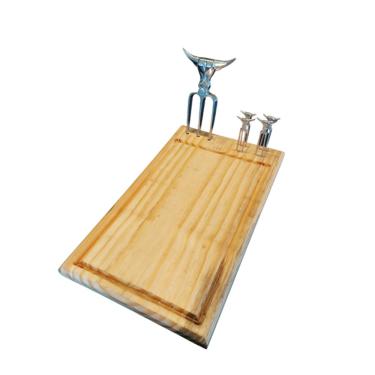 Imagem de Tábua De Corte Churrasco Com Garfo Tridente Garfinhos De Boi