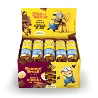 Imagem de Banana Brasil Display Barra De Frutas Banana Kids Minions Sabor Cob. Choc. Ao Leite C/ 20 Unid. De 22G (440G)