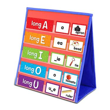 Imagem de Tabela de bolso de mesa para sala de aula, pequena tabela de bolso dupla face para crianças aprendendo em casa (vermelho-azul)