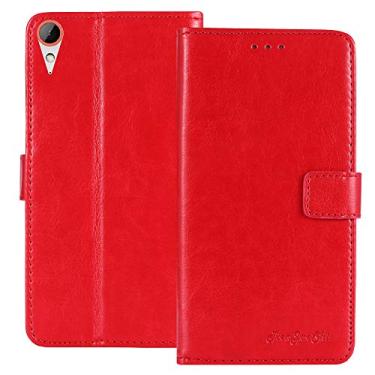 Imagem de TienJueShi Capa protetora de couro retrô premium com suporte de livro vermelho para HTC Desire 830 5,5 polegadas capa de silicone TPU carteira Etui