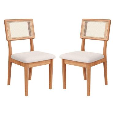 Imagem de Kit 2 Cadeiras Estofadas Encosto de Tela 100% MDF Freijó Cesare Claro Dalla Costa