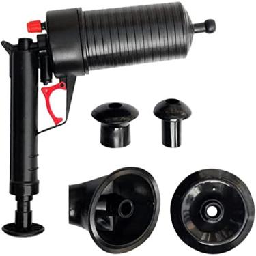 Imagem de CZ-XING Êmbolo de drenagem de alta pressão, desentupidor de vaso sanitário inflável, pistola de jato de drenagem de ar com cabeças de pistão e insuflador para vaso sanitário de