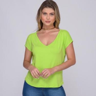 Imagem de Blusa M/C Decote V B’Bonnie Ioná Listra Limão-Feminino