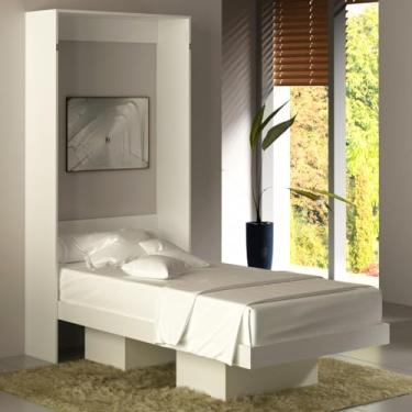 Imagem de Cama Solteiro Multifuncional Articulável Vertical com Nichos Cor: Branco
