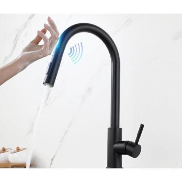 Imagem de Toque inteligente torneiras de cozinha guindaste para sensor misturador da pia água da cozinha girar toque sensor misturador água, 1015, preto, g9/16