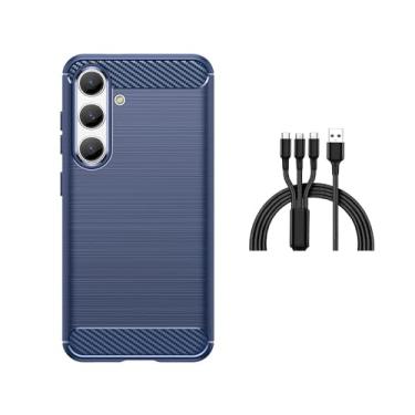 Imagem de okdiscountforyou Capa para Galaxy Note 20 5G TPU macio janela lateral capa de telefone com bolsa de cabo de carregamento para Note20 6,5 polegadas azul escuro