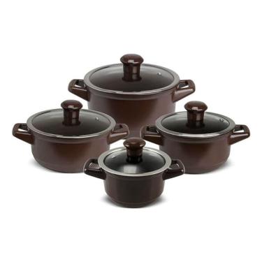 Imagem de Jogo De Panelas Em Cerâmica Duo Com 4 Peças Ceraflame Chocolate