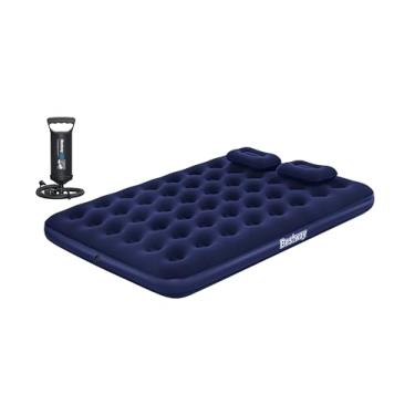 Imagem de BESTWAY Colchão Inflável Casal Queen Flocked, 2.03 M X 1.52 M X 22 Cm, Bomba Manual Travesseiro, 67374, Multicor