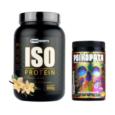 Imagem de Pro Corps, Whey Isolado 900g + Pré Treino Psikopata 300g (900g, Baunilha - Tangerina)