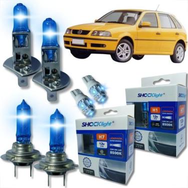 Imagem de Kit lâmpada shocklight super branca farol alto baixo e lanterna h1 h7 