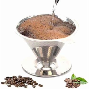 Imagem de Filtro Coador de Café Inox Grande Lavável Reutilizável Sem Papel Cozin