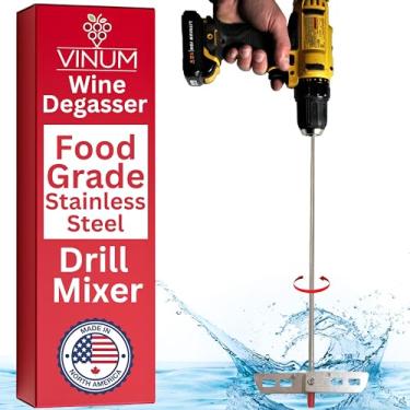 Imagem de Agitador de desgaseificação de cerveja de vinho para vinificação de aço inoxidável 44,5 cm varinha de fixação de haste misturadora de broca 316 com pás | Vinificação, Cerveja, Hidromel, Suprimentos