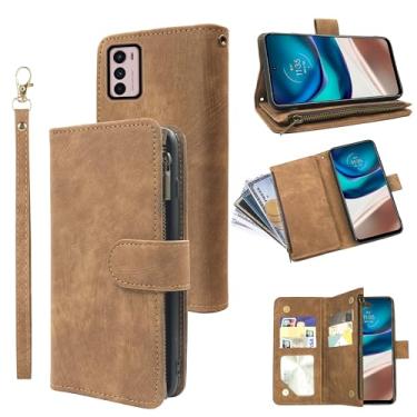 Imagem de Capa carteira compatível com Moto G42 e capa de celular de couro vintage premium flip com suporte para cartão de crédito para Moto G42 masculino feminino marrom