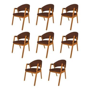Imagem de Kit 8 Cadeiras De Jantar Madeira Maciça Cerejeira Premium Helen Facto 