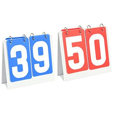 Imagem de Cosmos 2 peças de mesa portátil flip placar marcador marcador de pontuação flipper para basquete futebol futebol beisebol hóquei competição multi-esportes, 2 dígitos números cartões